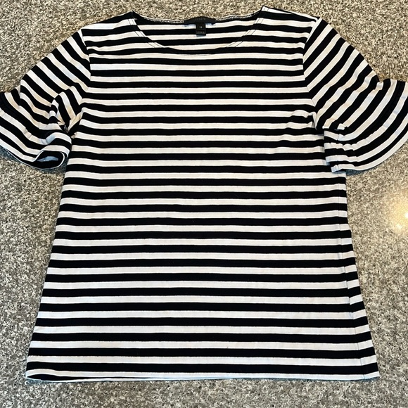 J. Crew ruffled sleeve cotton jersey striped tee size xs - Picture 1 of 4